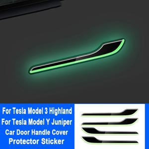 Tesla Model Y/Y Juniper 2025 Model 3/3 Highland 스타일링 프리미엄 내구성 자동차 빛나는 도어 핸들 커버 보호 스티커