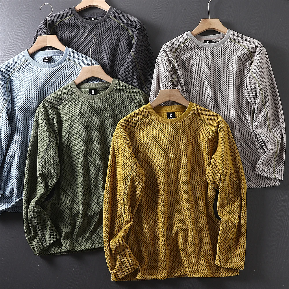 아웃도어 중간 레이어 플리스 풀오버 후드티 라운드넥 통기성 수분 흡수 다이나믹 보온 웨이브 텍스처 남성 캐주얼 스웨트셔츠