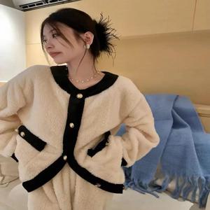 여성용 따뜻한 코랄 플리스 파자마 세트 긴 소매 긴 바지 오픈 가디건 두꺼운 플란넬 잠옷 캐주얼 가을 겨울용