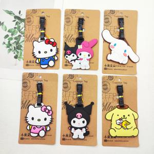 KUROMI Cinnamoroll 수하물 라벨 여행 수하물 태그 헬로 키티 가방 ID 주소 홀더 수하물 탑승 휴대용 티켓