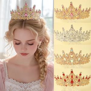 생일 파티와 결혼식 공연에서 소녀들이 착용하기에 적합한 다색 왕관 머리띠 1개