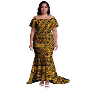 피쉬테일 드레스 폴리네시아 부족 의상 꽃무늬 프린트 맞춤 사모아 우아한 프롬 드레스 하와이안 머메이드 드레스