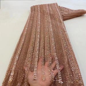 고품질 아프리카 나이지리아 최신 튤 레이스 원단 자수 재봉 기퓌르 오간자 프로미 드레스 스팽글 소재