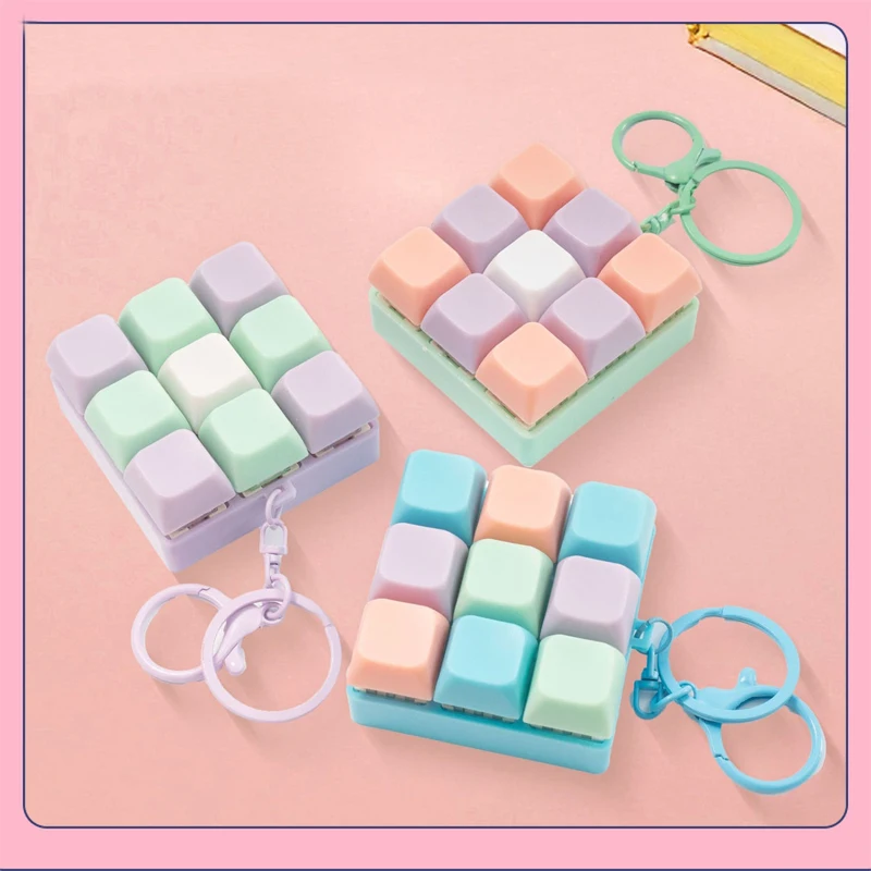 9 키 테트리스 손가락 끝 누르기 키 키 체인 성인 스트레스 릴리프 손가락 키보드 게임 열쇠 고리 스트레스 릴리프 매직 장난감
