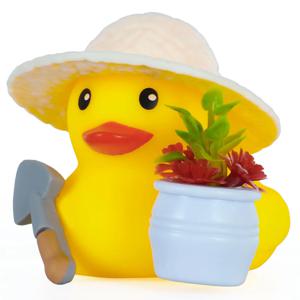 정원사 오리 자동차 고무 오리, 지프 자동차 대시보드 장식용, 삑삑이 오리 파티 선물, 아기 목욕 장난감, 어린이 장난감