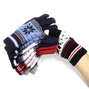 패션 눈송이 겨울 니트 장갑 남여 성인 따뜻한 터치 스크린 장갑 남성과 여성을위한