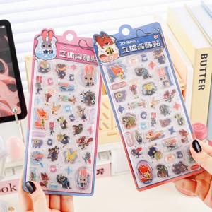 정품 1-2pcs 3D Zootopia 스티커 스티치 솔리드 릴리프 스티커 어린이 장난감 선물 DIY 일기 전화 케이스 장식 스티커