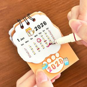 2026 데스크 캘린더 귀여운 고양이 테마 미니 학생용 더블 코일 디자인 소형 캘린더 기발한 일러스트 학생용