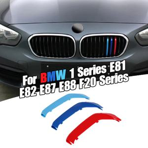 BMW 1 시리즈 E81 E82 E87 E88 F20 F40 M-파워 스타일링 외장 액세서리용 3PCS ABS 삼색 자동차 레이싱 그릴 트림 스트립