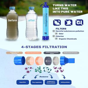 개인용 정수 빨대 야외 휴대용 여과 응급 생존 장비 물 솔루션 하이킹 캠핑용 전술 장비
