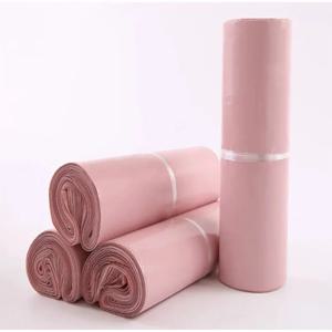 50개/팩 플라스틱 택배용 연핑크색 가방, 특급 포장 가방, 의류 방수 우편 가방, 자체 접착 봉투 파우치