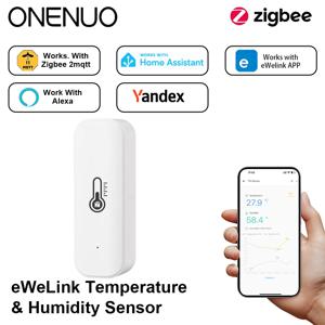 EWelink Zigbee3.0 온도 습도 센서 온도계 습도계 APP 리모컨(블랙 또는 화이트) Alexa Google용