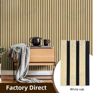 4개의 목재 슬랫 패널, 벽용 접착식 흡음 패널, 방음 및 홈데코용 장식 3D 플루트 패널