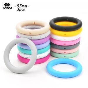 LOFCA 젖니가 남 반지 65mm 실리콘 구슬 3pcs 아기 매력 Teether 목걸이 젖꼭지 BPA 무료 식품 학년 실리콘 쥬얼리 만들기