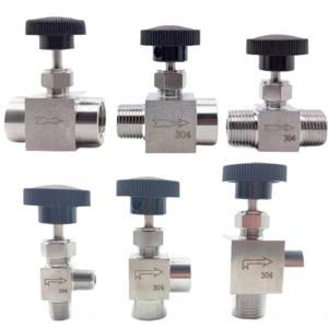 BSP NPT 암 니들 밸브 크레인 304 316 스테인레스 스틸 유량 제어 물 가스 오일 프로판, 1/8 