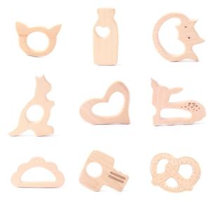 Mamihome 1pc 나무 Teether 나무 펜 던 트 젖꼭지 체인 젖니가 남 장난감 귀여운 동물 모양 음식 학년 재료 아기 Teethers