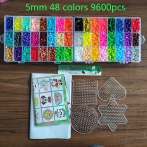 72/48 색상 상자 세트 하마 비즈 장난감 2.6/5mm perler 교육 어린이 3D 퍼즐 diy 장난감 퓨즈 비즈 pegboard 시트 다림질 종이