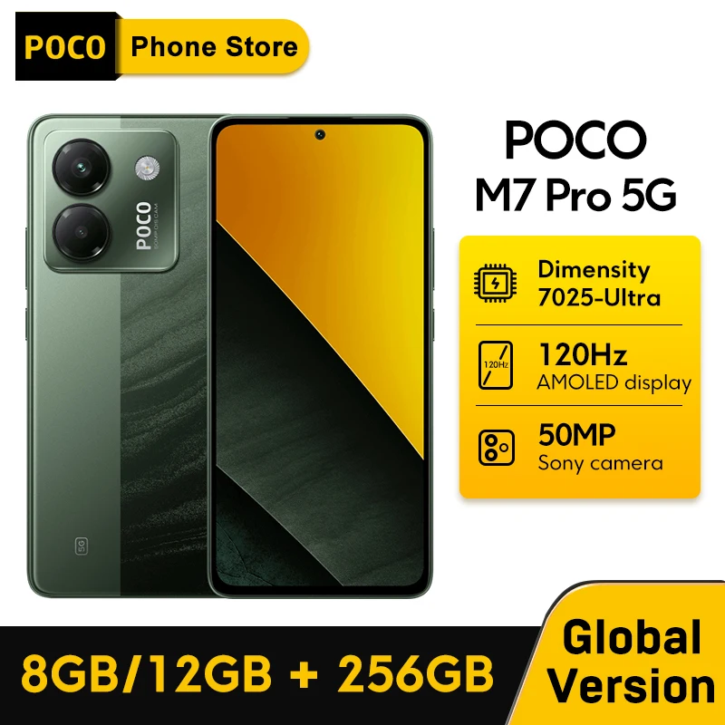 글로벌 버전 POCO M7 Pro 5G 스마트폰 크기 7025-Ultra NFC 120Hz AMOLED 50MP OIS 메인 카메라 5110mAh 45W 터보 충전