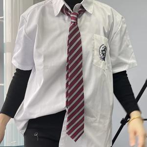 JK 폴리 에스터 남성 넥타이 스트라이프 네이비 레드 커피 DK 대학 넥타이 유니폼 소녀 Neckwear 7CM Cravate 여성 트렌디 액세서리