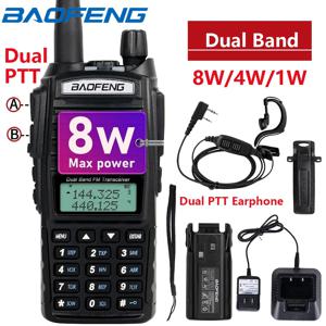 바오펑 UV-82 8W 고출력 무전기 장거리 바오펑 라디오 휴대용 양방향 무전기 듀얼 PTT 듀얼밴드 햄 라디오