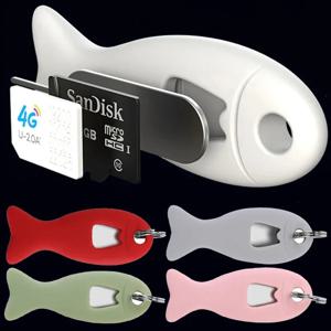 SIM 카드 제거용 바늘 핀 및 바늘 홀더 트레이 오픈 바늘 휴대 전화 SIM 카드 보관 케이스 키체인이 있는 이젝터 도구