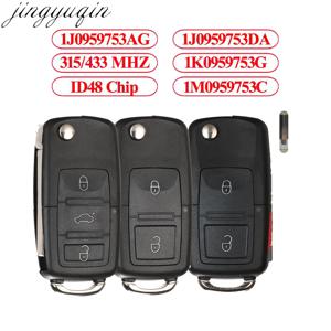 Jingyuqin 원격 키 315/434MHz ID48 폭스바겐 폭스바겐 골프 4 5 6 Jetta Passat CC Tiguan 폴로 비틀 Touran 1J 0959753 AG/DA/AH/AM