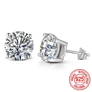 0.5-2 캐럿 8.0mm D 컬러 Moissanite 100% 925 스털링 실버 스터드 귀걸이 여성을위한 최고 품질 스파클링 웨딩 쥬얼리