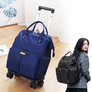 여성용 여행 가방 대용량 핸드헬드 더블 숄더백 짧은 여행용 경량 유니버설 휠 러기지 백 옥스포드 천 퓨어 컬러 한국 스타일 백팩형 여행 가방