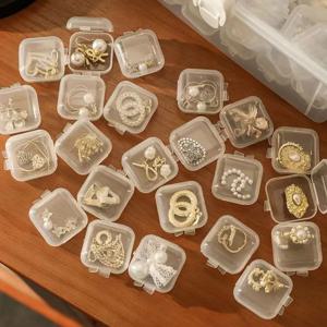 미니 휴대용 쥬얼리 보관함, 간단한 귀걸이 액세서리, 포장 디스플레이, 새로운 사각형 투명 플라스틱 상자, 10 개