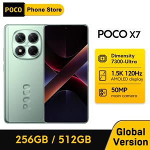POCO X7 스마트폰 글로벌 버전 120Hz 6.67인치 CrystalRes 디스플레이 Dimensity 7300-Ultra 5110mAh 배터리 45W 충전기 50MP 5G NFC
