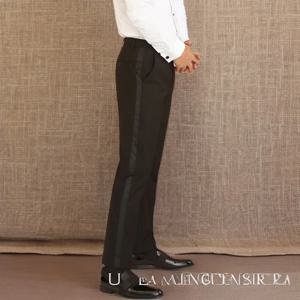 새틴 스트라이프 정장 바지 1 조각 슬림 피트 블랙 정장 바지 웨딩 파티 공식 비즈니스 패션 바지