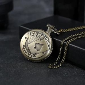 최고의 선물 럭셔리 석영 주머니 시계 디자인 카드 놀이 목걸이 펜던트 주머니 시계 시계 남성 여성을위한