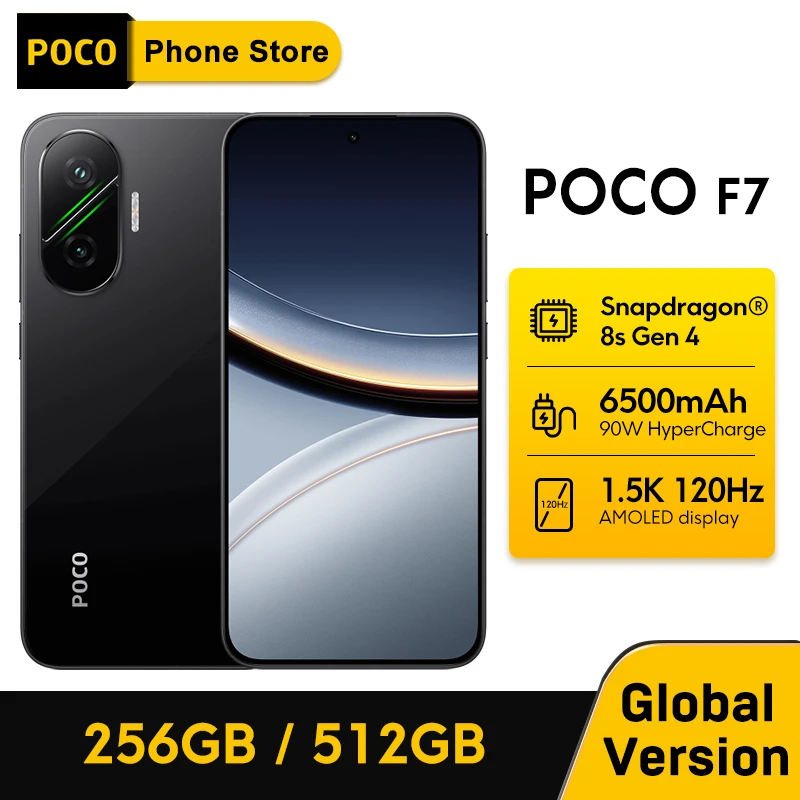 POCO F7 5G 글로벌 버전 스마트폰 50MP 메인 카메라 6.83인치 1.5K 120Hz AMOLED 디스플레이 스냅드래곤 8s Gen 4 NFC 6500mAh 배터리