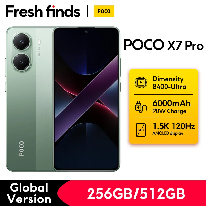 글로벌 버전 POCO X7 Pro 휴대폰 256GB / 512GB 디멘시티 8400-울트라 6.67인치 120Hz 디스플레이 90W 충전 6000mAh 5G NFC