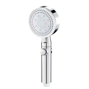 실버 고압 샤워 헤드 5단계 조절 가능 절수 기능 정지 스위치 호스 및 홀더 포함 욕실용
