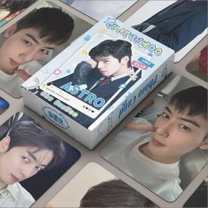 50개/대 Cha EunWoo 레이저 Lomo 카드 한국 스타 미니 엽서 HD 포토 카드 팬 컬렉션 카드
