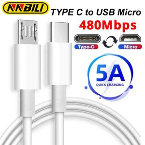 NNBILI 5A USB C-마이크로 고속 충전 데이터 케이블 유형 C 남성-마이크로 USB 남성 Hwawei Samsung Xiaomi 용 빠른 충전기 어댑터