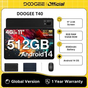 DOOGEE 글로벌 버전 태블릿 노트북, 안드로이드 14, 안드로이드 14, 2 in 1, 11 인치 IPS, 2.5K, 8GB, 512GB, 헬리오 G99, 6nm, 8580mAh, 쿼드 스피커