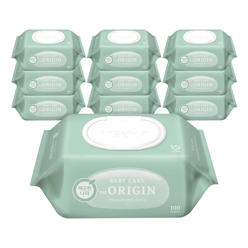 깨끗한나라 베이비케어 디 오리진 물티슈 캡 100매 10입