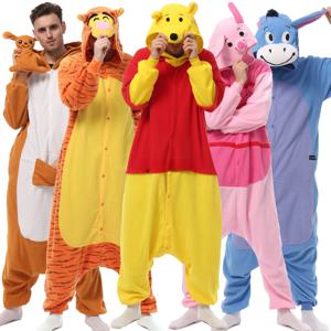 Onesieshow 동물 Kigurumi 잠옷 할로윈 Onesie 성인 만화 호랑이 캥거루 잠옷 코스프레 파티 여성 남성 Homewear XXL