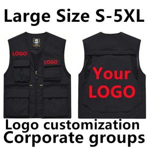 스포츠 작업 조끼 멀티 포켓 민소매 재킷, 빅 사이즈 남성 의류, 로고 커스텀 플러스 아우터, 남성 작업복, 레저