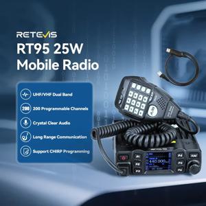 Retevis RT95 아마추어 햄 무전기 차량용 듀얼밴드 무전기 햄 아마추어무선 UHF VHF 워키토키 Ham Radio Walkie Talkie 아마추어햄무전기차량용 25W
