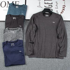 남성용 긴팔 라운드넥 티셔츠 통기성 속건 자외선 차단 냄새 방지 스포츠 트레이닝 상의 고탄력 북미