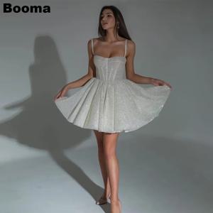 부마 A 라인 짧은 웨딩 파티 드레스, 연인 반짝이 신부 파티 가운, 여성용 주름 신부 원피스 맞춤