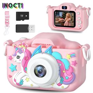 슈퍼 귀여운 어린이 카메라 어린이 교육용 장난감 아기 생일 디지털 카메라 1080P 비디오 카메라 (여아용 무료 선물 포함)