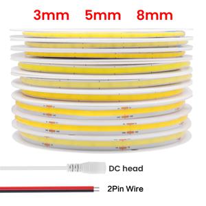DC5V 12V COB 스트립 3MM 5MM 8MM 320LED/m FOB LED 라이트 바 3000K 4000K 6000K 유연한 리본 로프 Cob LED 스트립 선형 조명