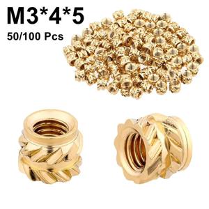 50/100 Pcs M3X4X5 열 삽입 삽입 너트 M3 스레드 널링 황동 나사 너트 3D 프린터 Voron 2.4 및 기타