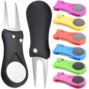 골프 디봇 수리 도구 볼 마커 포함, 피치 마크 포크, 골프 피치 포크, 골프 액세서리, 접이식 디봇 수리 도구, 1PC