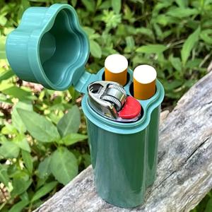 일체형 플립탑 담배 케이스 키트, 라이터 포함 두 개의 구멍으로 간편한 보관 및 휴대용 흡연 액세서리