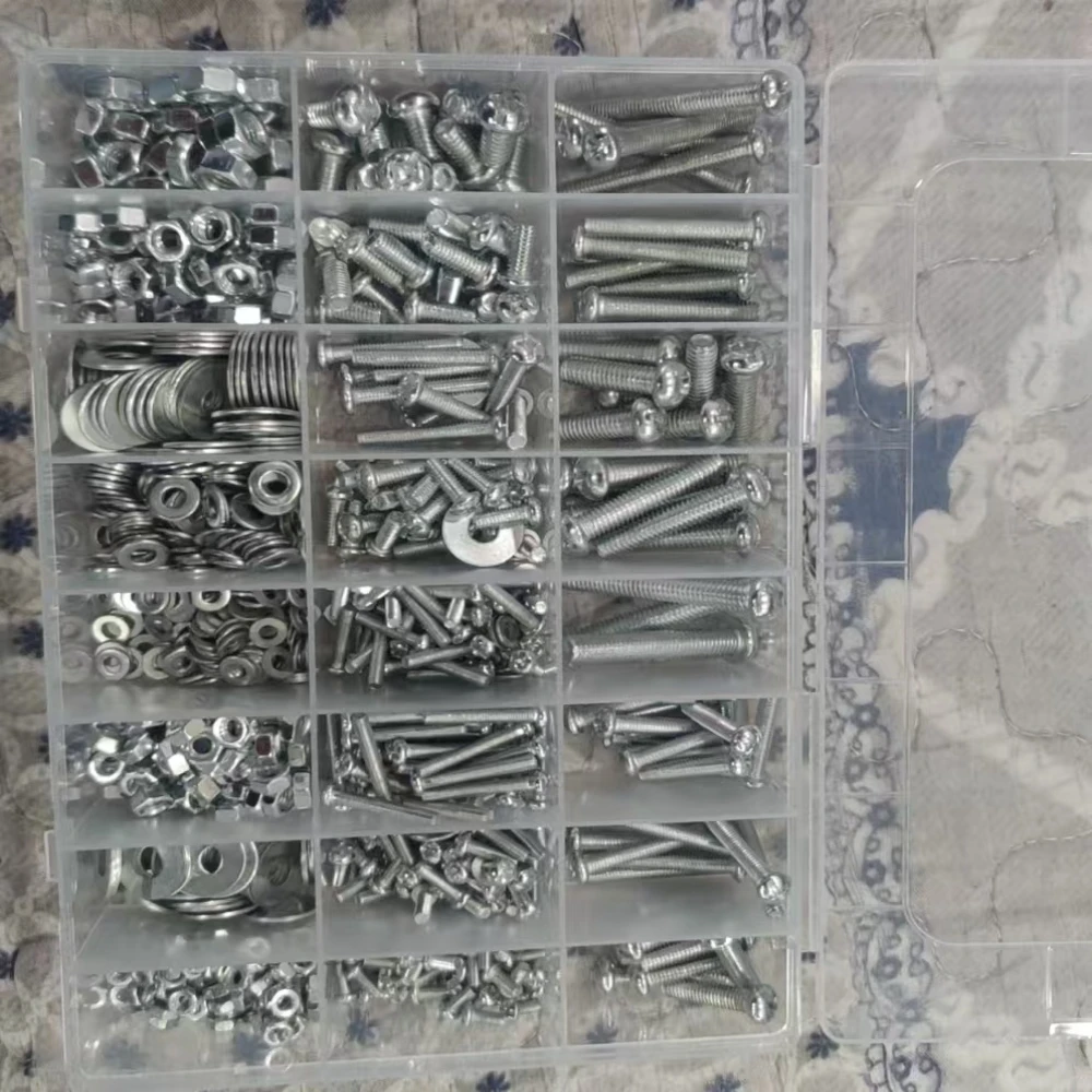1080개 나사 볼트 및 너트와 플랫 와셔 조합 키트, 미터법, M3/M4/M5/M6 십자형 플랫 헤드 육각 볼트 및 너트 세트